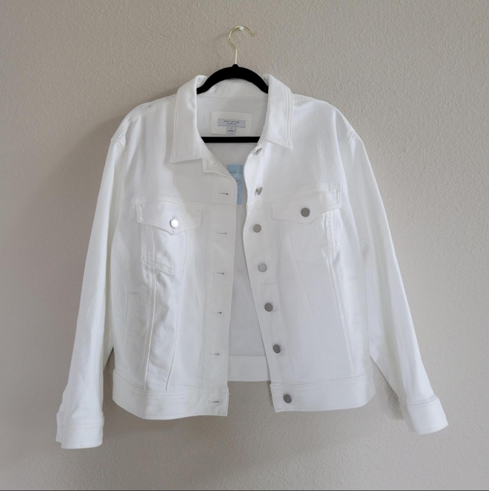 Ann Taylor White Jean Jacket Versatile Denim